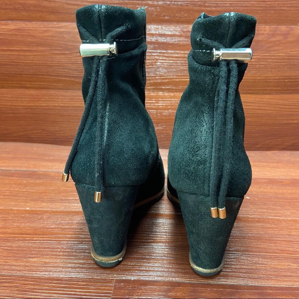 Black Suede Wedge Ankle Boots - Picture 5 of 12